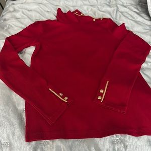 LAUREN Ralph Lauren bright red cotton turtleneck top size MEDIUM.